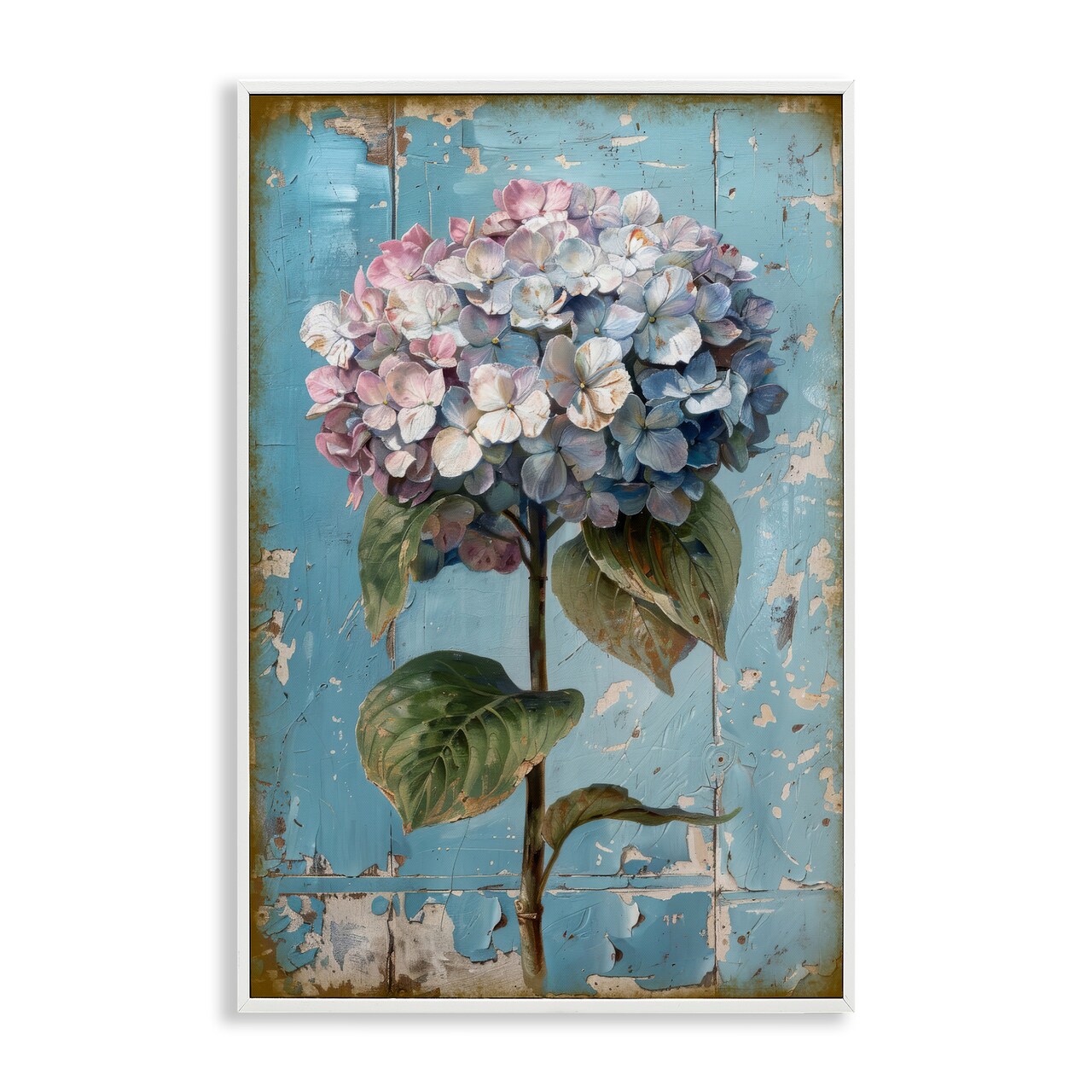 Stupell Industries Hydrangea on Distressed Framed Giclee Wall Art Design by LSR Design Studio
